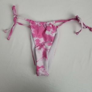 Womens Pink White Tie‎ Dye Side Tie String Swim Bikini Bottom Size Small